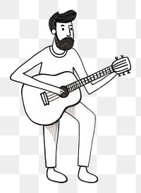 PNG Hand-drawn illustration man playing guitar musician drawing sketch.