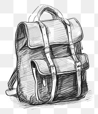 PNG  School bag sketch backpack handbag. AI generated Image by rawpixel.