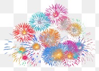 PNG  Vibrant fireworks exploding in the sky night black background illuminated. AI generated Image by rawpixel.