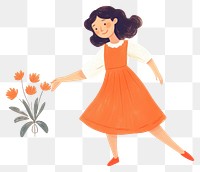 PNG  A happy woman watering a flower cartoon drawing motion. AI generated Image by rawpixel.