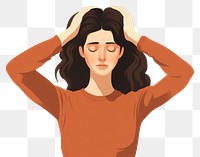 PNG  A woman holding her head with her hands portrait cartoon adult. AI generated Image by rawpixel.