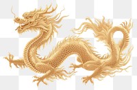 PNG  Golden chinese dragon white background representation creativity.