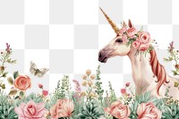 PNG  Unicorn flowers pattern animal mammal.