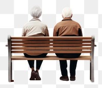 PNG Elderly couple sitting on a bench adult love togetherness.
