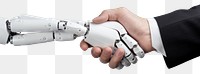PNG Robot hand shaking with human hand technology appliance machine.