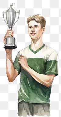 PNG  Soccer player holding trophy portrait adult achievement. AI generated Image by rawpixel.