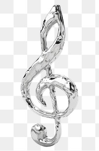 PNG Melting music note jewelry silver white background.