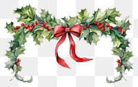PNG  Holly border with ribbon wreath plant leaf.