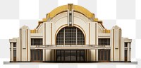 PNG  Art deco train station architecture building white background.