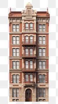 PNG  Tall american brick apartment architecture building window