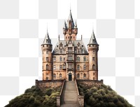 PNG  Architecture photo of german castle building landmark white background.