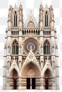 PNG  Architecture photo of stone cathedral building tower white background.