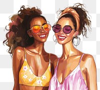 PNG Happy women sunglasses swimwear portrait.