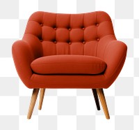 PNG dull red cozy armchair, transparent background