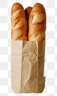PNG French bread in the paper bag baguette food white background.