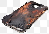 PNG Mobile with burnt white background deterioration destruction.
