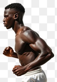 PNG Black man exercising adult determination bodybuilding.