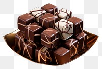PNG Cube shaped chocolate arrangement dessert fudge food.