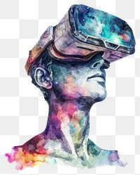 PNG Metaverse in Watercolor style glasses statue art.