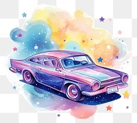 PNG Metaverse in Watercolor style car vehicle drawing.