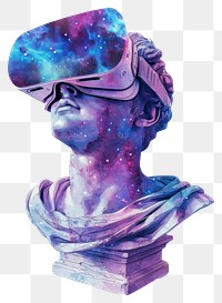PNG Metaverse in Watercolor style statue sculpture art.