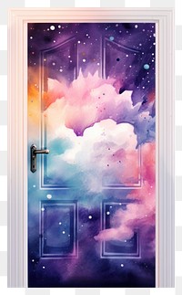 PNG Metaverse in Watercolor style door painting purple