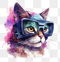 PNG Metaverse in Watercolor style glasses animal mammal.