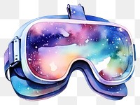 PNG Metaverse in Watercolor style glasses galaxy white background.