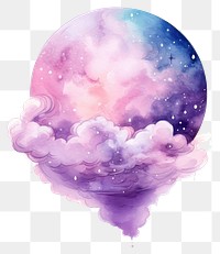 PNG Metaverse in Watercolor style planet purple tranquility