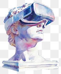 PNG Metaverse in Watercolor style statue sculpture painting.