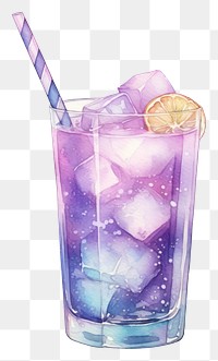 PNG  Mocktail in Watercolor style cocktail drink glass.
