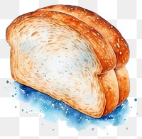 PNG  Bread in Watercolor style food white background sourdough.