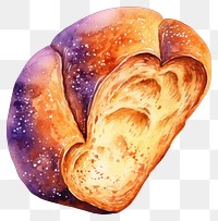 PNG  Bread in Watercolor style food white background viennoiserie.