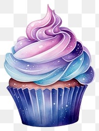 PNG  Cupcake in Watercolor style dessert icing cream.