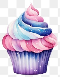 PNG  Cupcake in Watercolor style dessert cream food.
