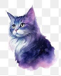 PNG  Galaxy element of cat in Watercolor drawing mammal animal.