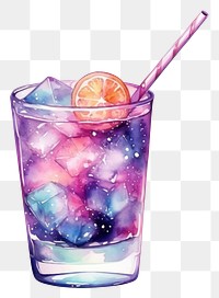 PNG  Cocktail in Watercolor style purple drink glass.