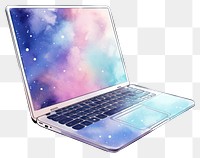 PNG Laptop in Watercolor style computer galaxy star.