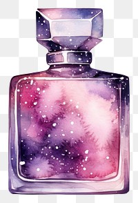 PNG  Perfume in Watercolor style cosmetics bottle galaxy.