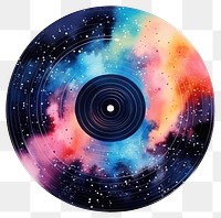 PNG Record disk in Watercolor galaxy star white background.