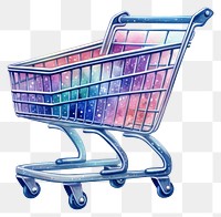 PNG  Shopping cart in Watercolor white background consumerism supermarket.
