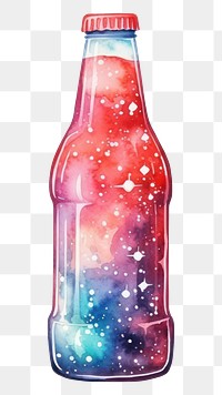 PNG  Soda in Watercolor style bottle drink white background.
