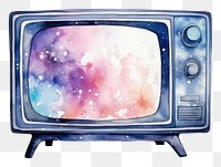 PNG  Television in Watercolor style white background electronics technology.