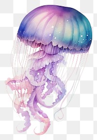 PNG  Galaxy element of jellyfish in Water color style animal white background invertebrate.