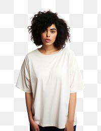PNG  Cream oversized t-shirt mockup portrait fashion sleeve.