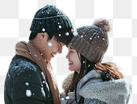 PNG Happy korean couple snow outdoors photo. AI generated Image by rawpixel.