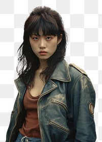 PNG Korean female portrait jacket street. AI generated Image by rawpixel.