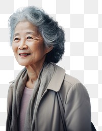 PNG Korean old female adult contemplation architecture. 