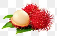 PNG Rambutan fruit with leaf plant food white background.