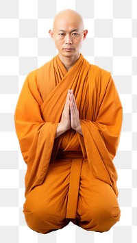 PNG Asian Buddhist Monk pray monk adult white background. AI generated Image by rawpixel.